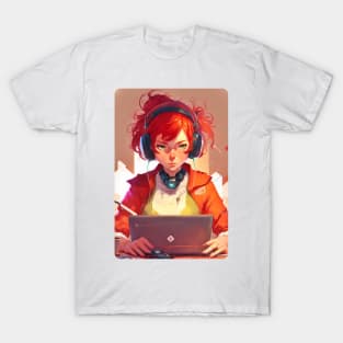 Redhead Anime Programming Girl V 1.05 T-Shirt